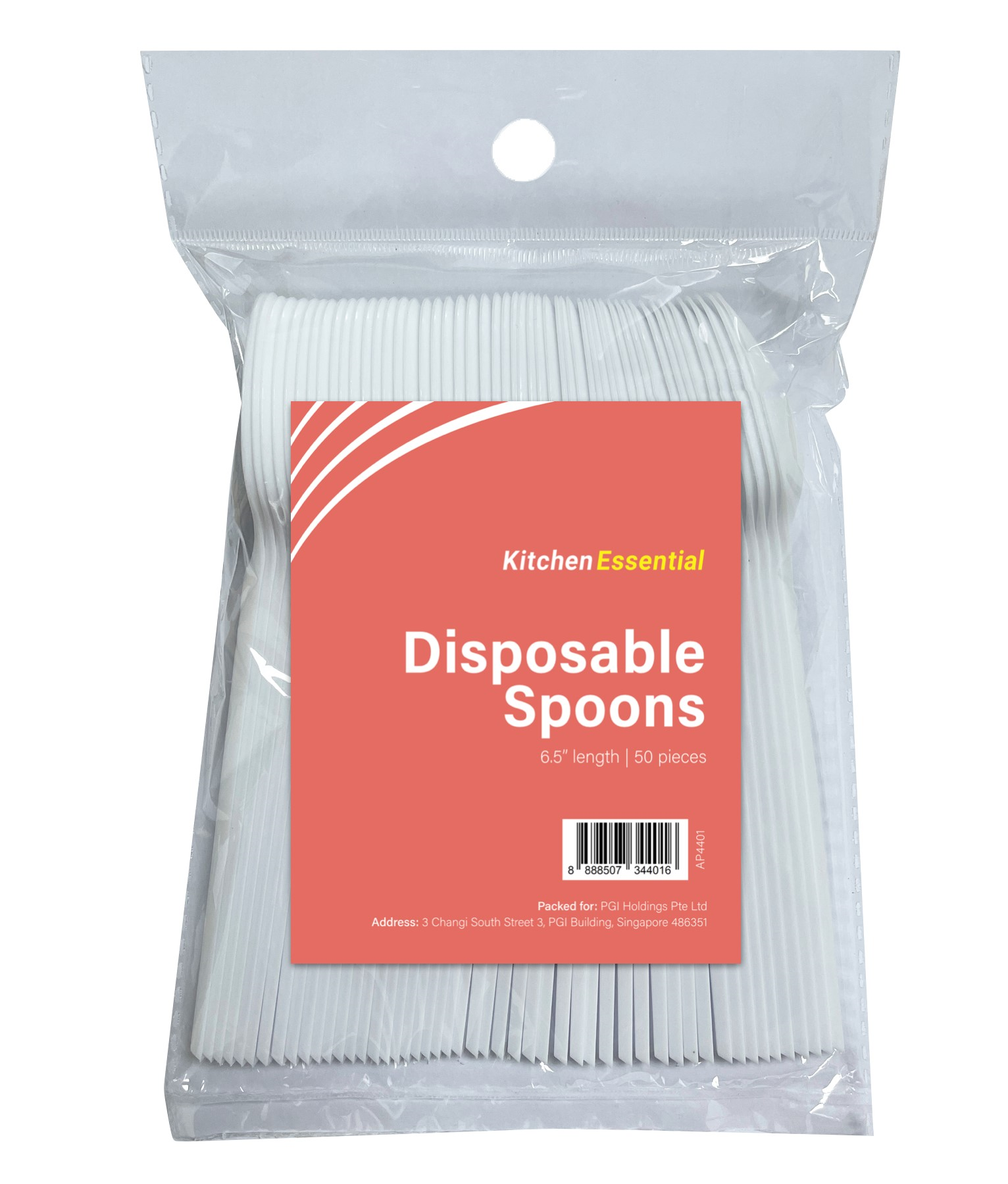 KITCHEN ESSENTIAL Disposable Spoons 50PC/PACK 6.5" LENGTH